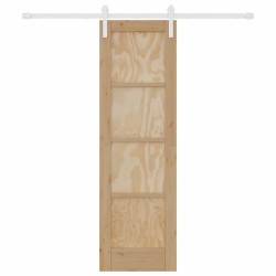 Porte Coulissante avec Set de Matériel 61x198,5 cm Bois de Pin Massif 