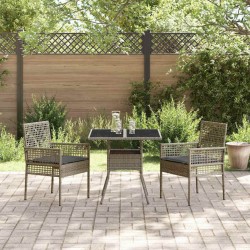 Ensemble de salle à manger de jardin 3 pièces en poly rattan gris 