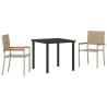 Ensemble de jardin 3 pièces beige en poly rattan 
