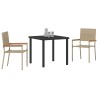 Ensemble de jardin 3 pièces beige en poly rattan 