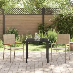 Ensemble de jardin 3 pièces beige en poly rattan 