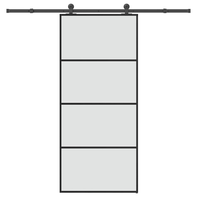 Porte coulissante avec kit de quincaillerie 90x205 cm Verre ESG 