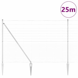 Clôture de champ 1,6x25 m en acier galvanisé 