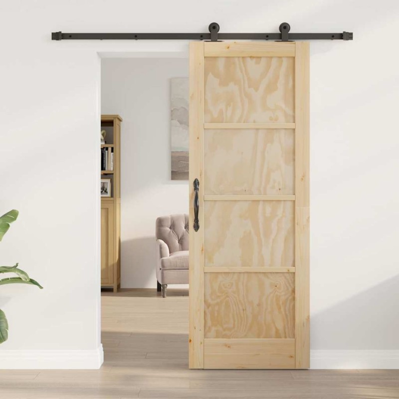 Porte coulissante avec quincaillerie 73,5 x 198,5 cm en bois massif de pin 