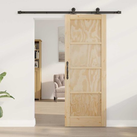 Porte coulissante avec quincaillerie 73,5 x 198,5 cm en bois massif de pin 