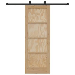 Porte coulissante avec quincaillerie 73,5 x 198,5 cm en bois massif de pin 