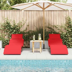 Chaises longues avec coussins - 2 pièces en bois d'acacia rouge 