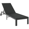 Chaises longues 2 pcs avec roues et table Noir Poly Rattan 