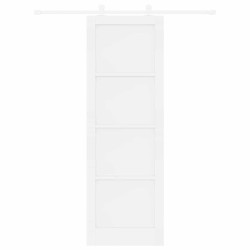 Porte coulissante avec ensemble de quincaillerie blanche 78x232 cm en pin massif 