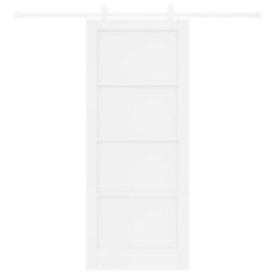 Porte Coulissante avec Ensemble Quincaillerie Blanche 83x202 cm Bois Massif Pin 