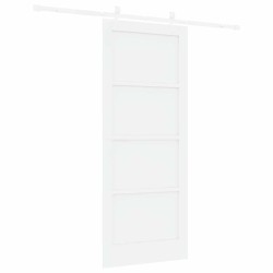 Porte Coulissante avec Ensemble Quincaillerie Blanche 83x202 cm Bois Massif Pin 
