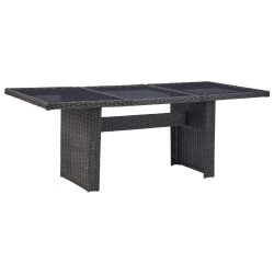 Table à manger Noir 200x100x74 cm Verre et résine tressée 