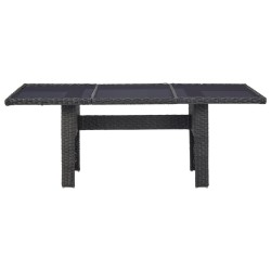 Table à manger Noir 200x100x74 cm Verre et résine tressée 