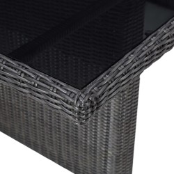 Table à manger Noir 200x100x74 cm Verre et résine tressée 