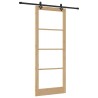 Porte coulissante avec ensemble de quincaillerie 'ORKDAL'en bois massif et verre 