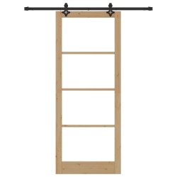 Porte coulissante avec ensemble de quincaillerie 'ORKDAL'en bois massif et verre 