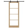Porte coulissante avec ensemble de quincaillerie 'ORKDAL'en bois massif et verre 