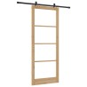 Porte coulissante avec ensemble de quincaillerie 'ORKDAL'en bois massif et verre 