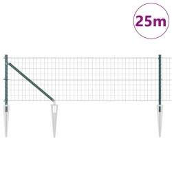 Clôture Euro avec 13 poteaux pointus 0,8x25 m en acier galvanisé vert 