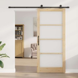 Porte coulissante avec kit matériel 'ORKDAL'Bois massif et verre 