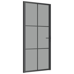 Porte intérieure 93x201,5 cm Noir Verre ESG et aluminium 
