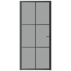 Porte intérieure 93x201,5 cm Noir Verre ESG et aluminium 