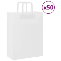 Sacs en papier 50 pcs avec poignées blanc 26x12x35 cm 