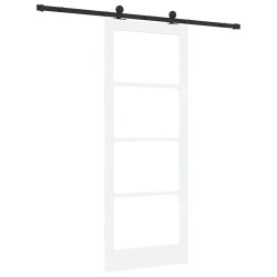 Porte coulissante avec ensemble matériel 'ORKDAL'Blanc en bois massif et en verre 