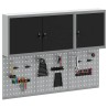 Ensemble de cabinet à outils et de panneau perforé de 5 pièces monté sur mur en métal noir 