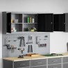 Ensemble de cabinet à outils et de panneau perforé de 5 pièces monté sur mur en métal noir 