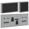 Ensemble de cabinet à outils et de panneau perforé de 5 pièces monté sur mur en métal noir 