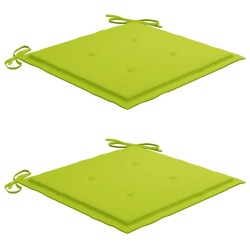 Chaises de jardin lot de 2 avec coussins vert vif Bois de teck 