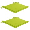 Chaises de jardin lot de 2 avec coussins vert vif Bois de teck 