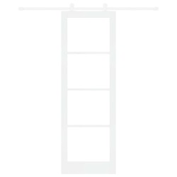 Porte coulissante avec kit de matériel 'ORKDAL'Bois massif blanc et verre 