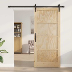 Porte coulissante avec quincaillerie 93x211 cm Bois massif en pin 