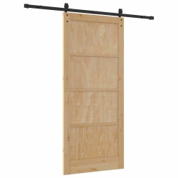 Porte coulissante avec quincaillerie 93x211 cm Bois massif en pin 