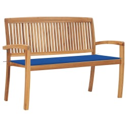 Banc de jardin empilable et coussin 128,5cm Bois de teck massif 