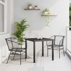 Ensemble de salle à manger de jardin , 3 pièces, noires en poly rattan. 