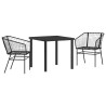 Ensemble de salle à manger de jardin , 3 pièces, noires en poly rattan. 