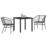Ensemble de salle à manger de jardin , 3 pièces, noires en poly rattan. 