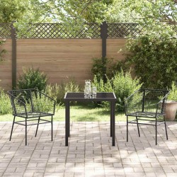 Ensemble de salle à manger de jardin , 3 pièces, noires en poly rattan. 