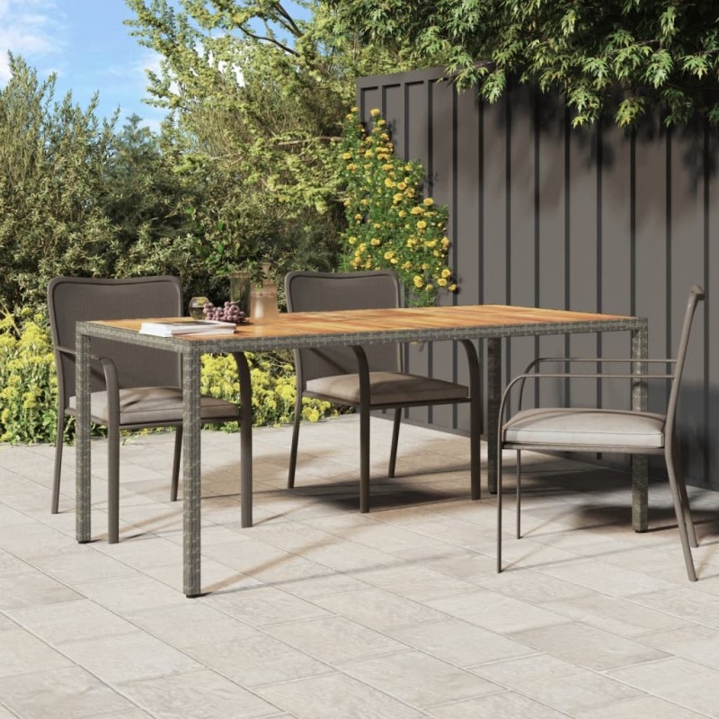 Table de jardin 190x90x75 cm Résine tressée/bois d'acacia Gris Table de jardin 190x90x75 cm Résine tressée/bois d'acacia Gris