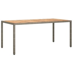 Table de jardin 190x90x75 cm Résine tressée/bois d'acacia Gris 