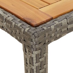 Table de jardin 190x90x75 cm Résine tressée/bois d'acacia Gris 