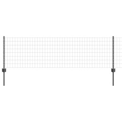 Clôture Euro avec 22 poteaux U Grise 0,6x50 m Acier 