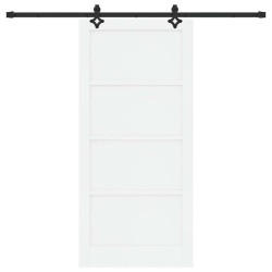 Porte coulissante avec quincaillerie 'ORKDAL'en bois de pin massif blanc 
