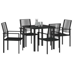 Ensemble de jardin 5 pièces en PVC noir en osier 