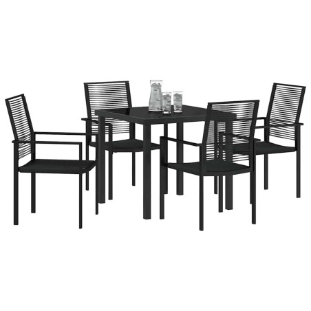 Ensemble de jardin 5 pièces en PVC noir en osier 