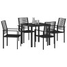 Ensemble de jardin 5 pièces en PVC noir en osier 