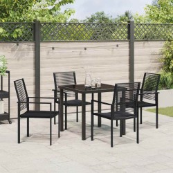 Ensemble de jardin 5 pièces en PVC noir en osier 